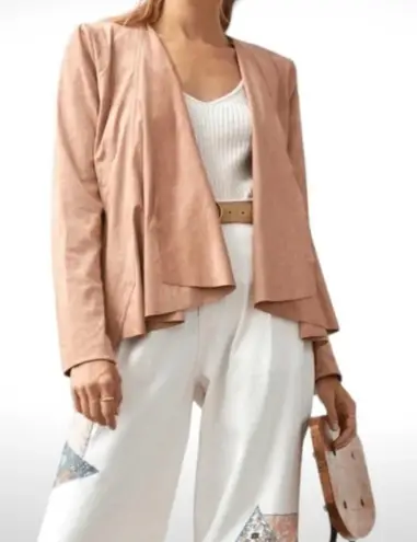 Hutch Anthropologie Open Front Waterfall Jacket In Vegan Suede Size S Neutral