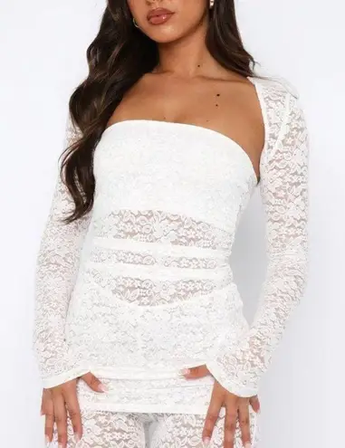 White Fox Boutique  - "Work This Out" Lace Bolero Top Set in White