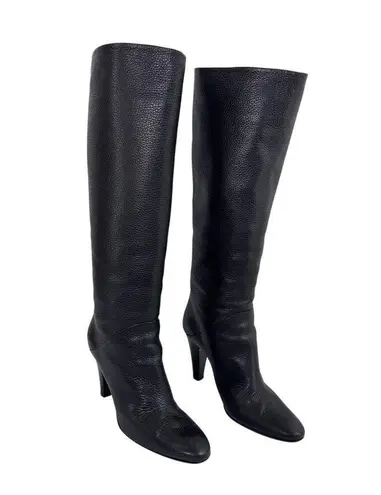 Vicini Giuseppe Zanotti Tall Black Leather Boots Size 40 High Heel Italian Chic