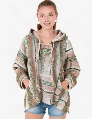 Earth Ragz Women Size Medium Pink Geometric Baja Style Hippie Hoodie W/ Pockets