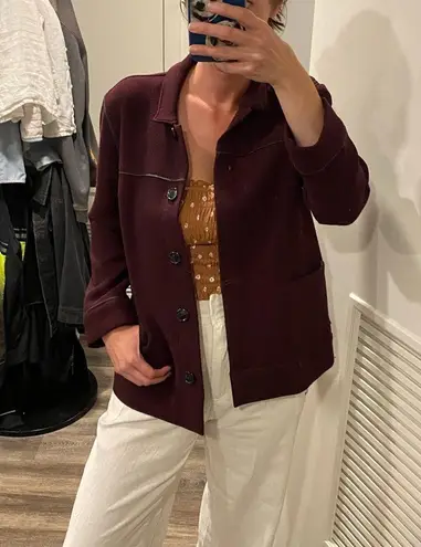 Vintage oversized coatigan blazer shirt jacket maroon purple small Red