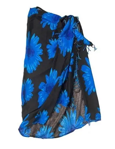 In Gear Ocean Blue Black Floral Fringe Multiway Swim Cover