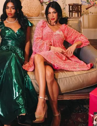 NWT IVY CITY CO HERA DRESS IN GREEN METALLIC Size XS