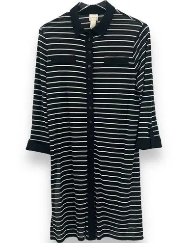 Chico's Chico’s Striped Super Tunic Black & White Stripe Duster 3/4 Sleeves Size Large