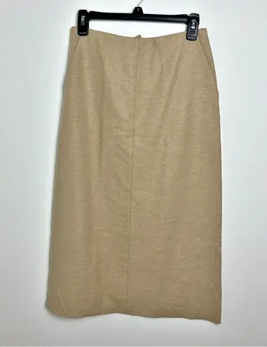 Ralph Lauren Vintage  Black Label Midi Pencil Skirt Size 6 Wool & Silk Tan Beige