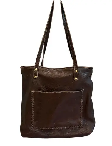 Myra Leather and Hairon Shoulder Tote Bag Brown