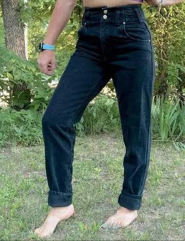 Vintage 80s Palmettos black high rise paper bag jeans Size 7