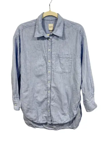 Maeve Anthropologie Chambray Linen Button Down Oversized Top XS Relaxed