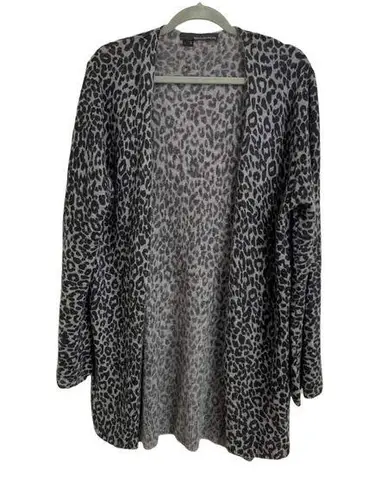 360 Cashmere  Gray Cheetah Print Open Cardigan Size Large