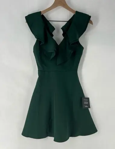 Lulus Divine Darling Hunter Green Ruffled V