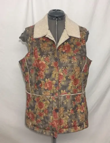 Coldwater Creek Berber Floral Vest Sz M