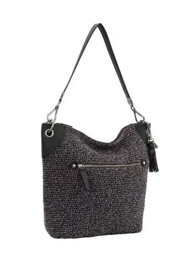 The Sak new ᯾ Indio Small Crochet Tote Handbag Bag ᯾ Urban Static Charcoal Knit