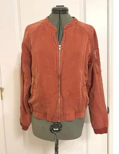 Lola Rae Gemma Tencel Bomber Jacket Burnt Orange Medium