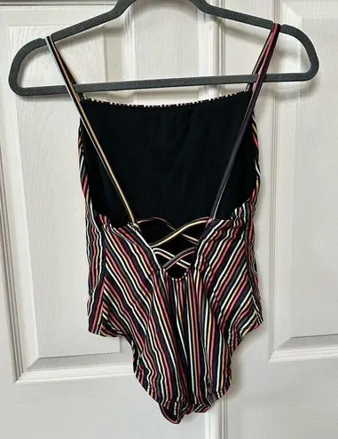 Free Press black striped one piece swimsuit