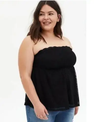 Torrid  Super Soft Knits Plus Size Black Strapless Flowy Shirt Top