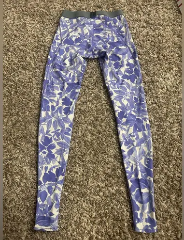 C3fit Compression Tights Sz L Purple White Floral Made In Japan Size L
