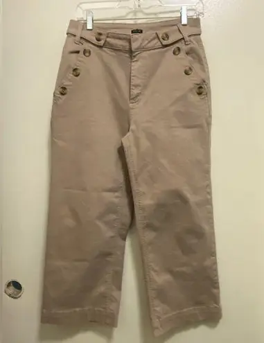 Simply Vera Vera Wang Womens Crop Khaki Beige Tan Pants Size 8 Wide Leg 30x23