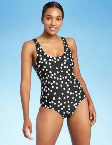 Kona Sol NWT Dot Modern One Piece Swimsuit Black and White Medium Coverage Small