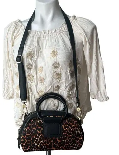 Hobo International NWT, HOBO Sheila Leopard Satchel Leather Haircalf Attachable Crossbody Handbag