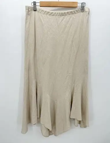 Cato  Cream Linen Rayon Asymmetrical Ruffle Skirt Womens Size 12 Large