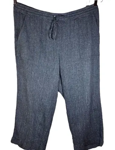 J.Jill Womens Linen Pull On Light Weight Pant Blue Pockets Career Wear Size XL