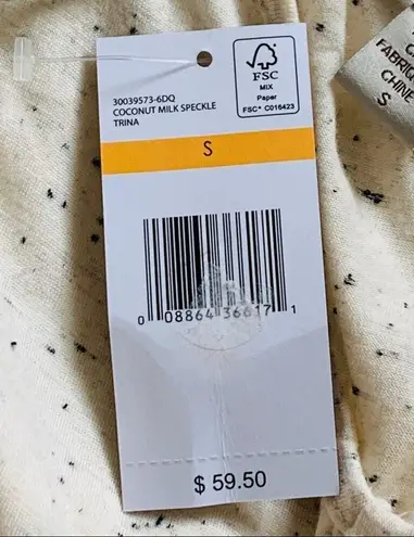 Vintage America Top Shirt Trina Cream Speckled Tassel Short Sleeve Top Small NWT