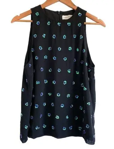Keepsake The Label Sequin Flower High Neck Floral Sleeveless Top Black Medium