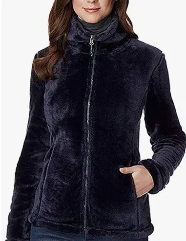 32 Heat Black Plush Velvet Faux Fur Zip Up High Neck Jacket Pockets Small…