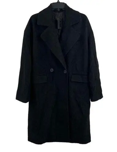 ATM Women’s Coat Black Oversize 2 Button Mid Length Classic Minimalist Small New