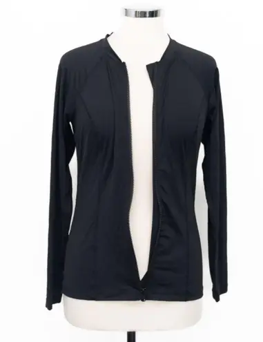 Sea Level Swim. Zip Long Sleeve Rashguard Top. Black Size 10