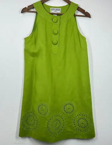 Jessica Howard Vintage Green Shift Dress Sleeveless Mod Retro 60s Style A-Line
