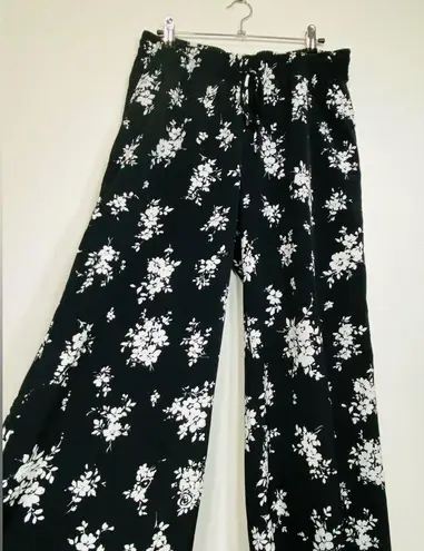 Ralph Lauren Drawcord-Waist Pants Wide Legs Tropical Floral Sz M