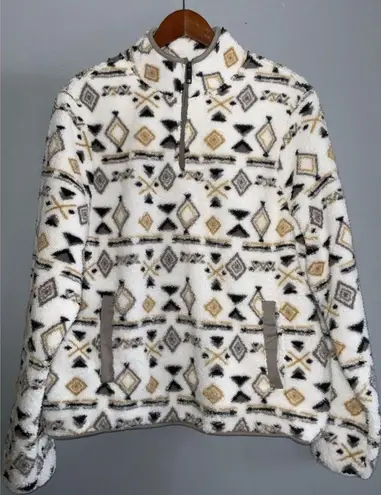 Canada Weather Gear Women's 1/4 Zip Aztec Printed Sherpa Pullover Pockets XXL Black