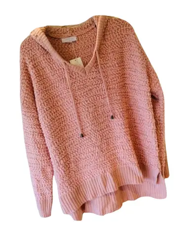 New Direction Peachy Pink Sweater Pullover Popcorn Hoodie NWT Womens Large