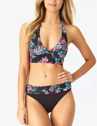 Anne cole  black floral bikini. L-top/M-bottom. NWT