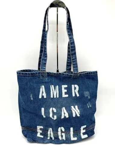 American Eagle  Outfitters Denim Tote Bag Classic Beach Travel School Bookbag