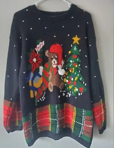 Rafaella Rafella Vintage Handknitted Christmas Bear Sweater Size Medium