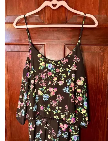 Liberty Love Medium Floral Shorts Romper With Pom Pom Trim