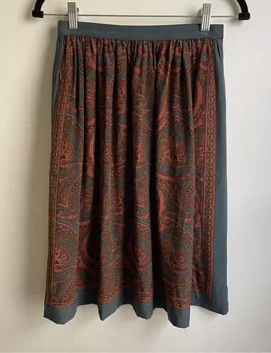 Vintage Anne Crimmins Umi Collections Silk Skirt Paisley Circle 25" Sz 6 Pockets