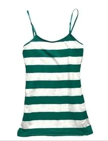 None Striped Tank Top Spaghetti Straps Stripes Green White Size Medium Maternity