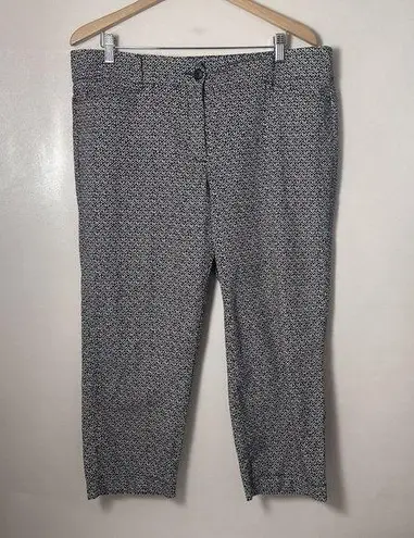 LOFT Outlet Pants Womens 14 Floral Original Crop Mid Rise Stretch Flat Front Black