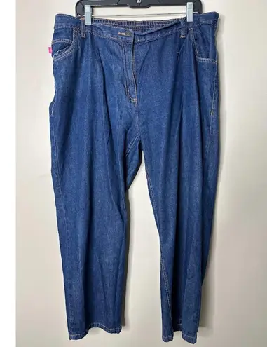 Woman Within Womens 18WP Jeans Dark Wash Straight Stretch Elastic Back Waist