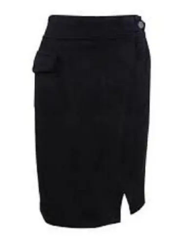 Anne Klein New!  Black Scuba Cargo Suede Split Front Officewear Skirt Size 16