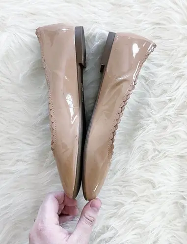 Louise et Cie Caynlee Tan Patent Leather Scallop Edge Ballet Flats