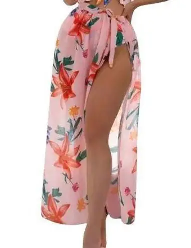 Womens Swimwear Skirt Cover Ups Open Front Sz Medium Pink