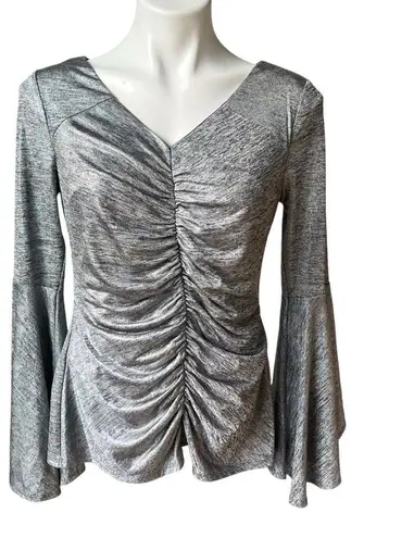 Thalia Sodi Ruched Bell-Sleeve Shimmer Top, Created for Macy's, Sz S