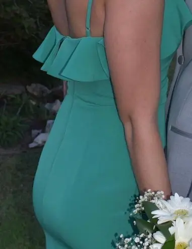 Neiman Marcus Green Mini Dress with Ruffle