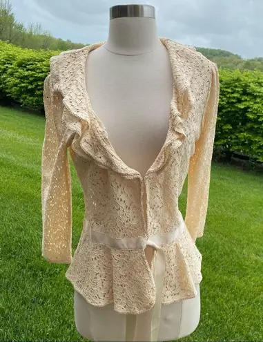 INC Cream Lace Jacket Size M