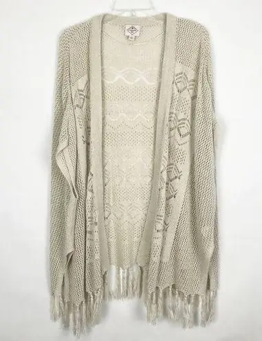 st. john's bay  Long Sleeve Women's Open Knit Beige Cardigan Size 1X