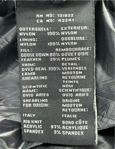 SAM. Ellie Down Jacket Caviar Black Puffer Bomber Shearling Outdoors Coat Size M